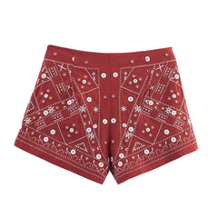 Casual Outfit Embroider Short Vest Tops Two Piece Set