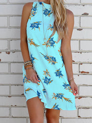 Floral Print Sleeveless Backless Casual Dress