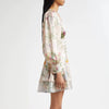 Elegant V Neck Long Sleeves Patchwork Ruffles Printing Mini Dresses