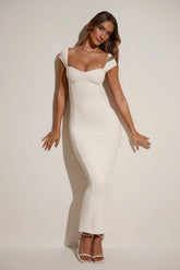 Modal Sweetheart-Neck Cap-Sleeve Midaxi Dress In Ivory