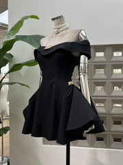 Off The Shoulder Waist-Cinching Sleeveless Folds Gold Pin Design A-line Evening Party Gowns