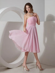 Strapless Pleated Chiffon Bridesmaid Dress