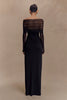 Elegant Off-shoulder Hollow Out Strapless Long Sleeve Ruched Club Party Long Maxi Dress