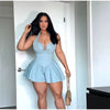 Casual V-Neck Backless Sleeveless Lace-up A-line Halter Mini Dress