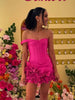 Elegant One Sholuder Ruched Patchwork Ruffles Mini Dress