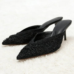 Elegant String Bead Decoration Heel