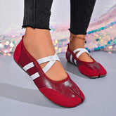 Black Silver Red Ballet Flats Trainers Split Toe Ballerina Tabi Walking Sneakers Mary Jane Shoes
