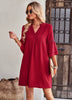Casual V-neck Ruffles Short Sleeve Loose Mini Dress