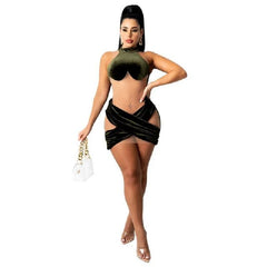Mesh Patchwork Sleeveless Club Bodycon Dress