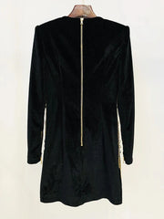 Elegant Diamonds Beaded Designer Long Sleeve Stunning Sequined Mini Dress