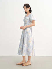 Romantic Oil Painting Skirt Temperament Sweet Waist Dress