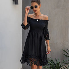 Casual Lace Streetwear Off Shoulder Nightclub Party Mini Dress