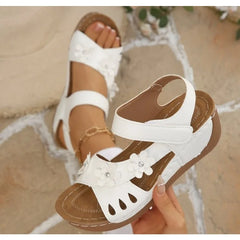 Flower Wedge Sandals Platform Sandals Chunky Heel