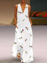 Sleeveless V-neck Floral Print Maxi Dress