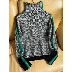 Women's houndstooth turtleneck sweater