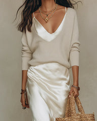 Women's Midi Satin Dress with Included Sweater