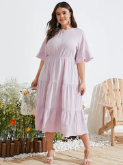 Backless Resort Wear Cut Out Tie-up Ruffle Dress