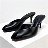 Luxury Designer Patent Leather Slippers Peep Toe Stiletto Slide Sandals Elegant High Heel