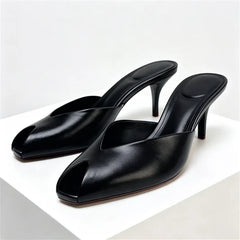 Luxury Designer Patent Leather Slippers Peep Toe Stiletto Slide Sandals Elegant High Heel