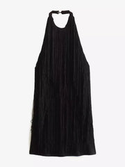 Tassel Fringe With Open Back Halter Neckline For Party Mini Dress