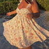 Casual V-Neck Backless Spaghetti Strap Floral Babydoll Mini Dress