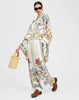 Casual Print Wide Leg Pants Loose Long Sleeve Shirt Two Piece Set
