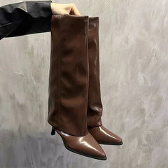 Women's glossy knee-high boots