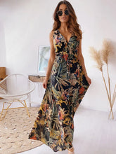 Maxi Dresses Sleeveless Printed V-Neck Polyester Floor Length Dress