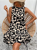 Casual A-line O-Neck Sleeveless Leopard Printed Slim Mini Dress