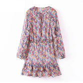 Elegant A Line Ruffles Floral Print Mini Dress