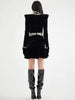 Elegant Long Sleeve Beaded Velvet Hollow Designer Mini Dress