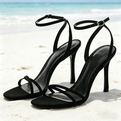 Elegant Ankle-Strap High-Heel Sandals Open-Toe Cross-Tied High-Heels for Ladies Luxury Designer Shoes
