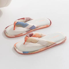 Comfortable Cotton Non-slip Flat Slipper Clip Toe Designer Flip Flops Mixed Colors Holiday Beach Shoes