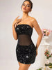 Luxury See Through Mesh Sequin Backless Bodycon Short Dresses