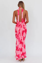 Cipriana Backless Halter Maxi Dress Embellished Pink