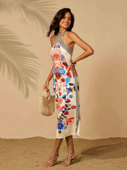 Elegant Halter Backless Slim Spaghetti Strap Beach Birthday Party Midi Dresses