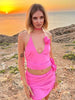 Casual Sheath Pullover Halter 3D Flowers Ruched Mini Dress