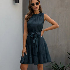 Casual Solid Sleeveless High Street Mini Dress