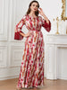 Vintage Three Quarter Fringe Contrast With Bel Slim Ankle-Length Maxi Dress