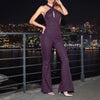 Elegant Slim Cut-Out Sleeveless Halter Neck Straight Full Length Jumpsuits