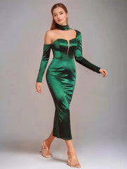 Elegant Embellished Collar Sheer Semi Formal Midi Dress