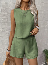 Women's Solid Color Tank Top And Shorts Set
