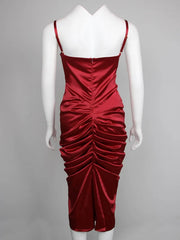 Spaghetti Strap Backless Draped Ruched Night Club Dress