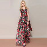 Floral Leopard Print Shawl Maxi Dress