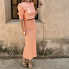 Chic Geometry Print Puff Sleeve O Neck Backless Top And Skirt 2 Piece Set