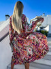 Casual Versatile Beach Style Printed V-Neck With Belt Midi Dress