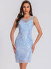 Elegant See Synthetic Fiber Through Sequin Prom Short Mini Dresses