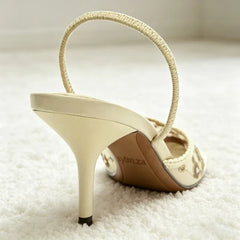 Metal Bling Detail Mesh High Heel