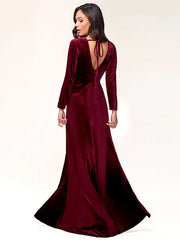 Evening Sheath Long Sleeve V-Neck Social Party Dress