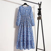 Bohemian Floral Printed O-neck Full Sleeve Beach Party Long Dress
